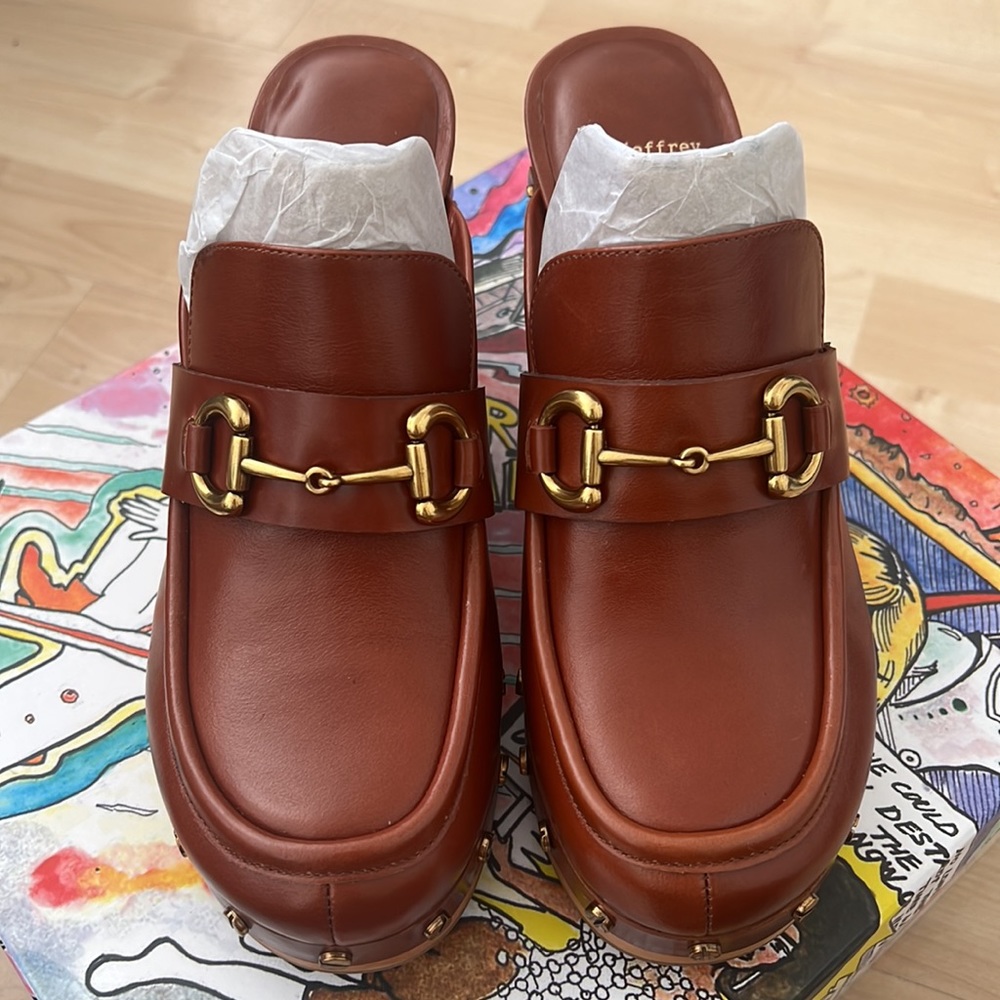 Jeffrey Campbell Brown Leather Studded Clog Mules - Picture 5 of 7